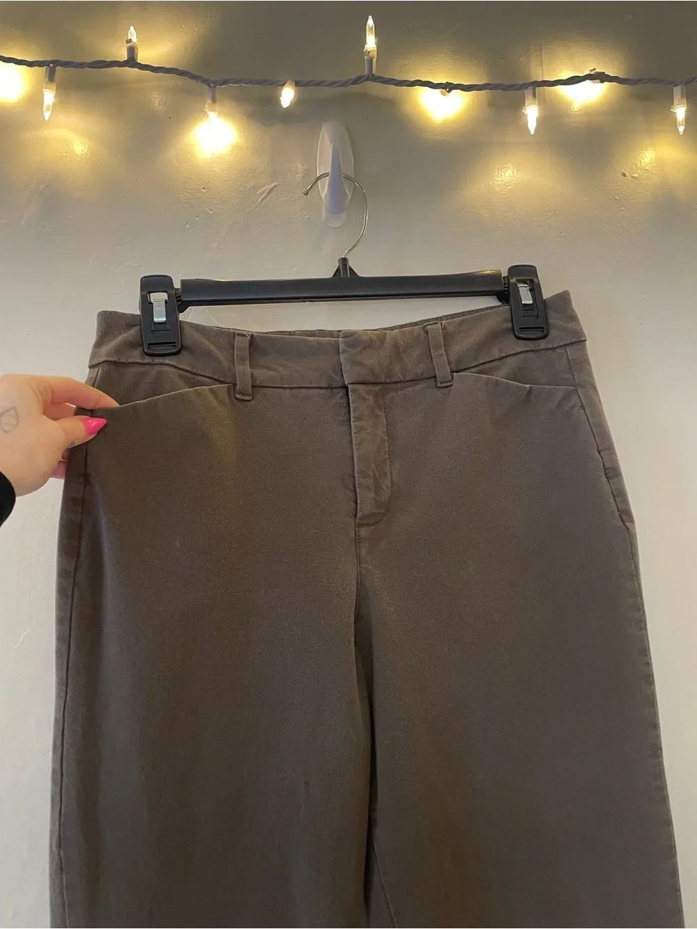 Old Navy Pixie Skinny Trouser Slim Straight Ankle Brown Office Work Mid Rise - Picture 5 of 15
